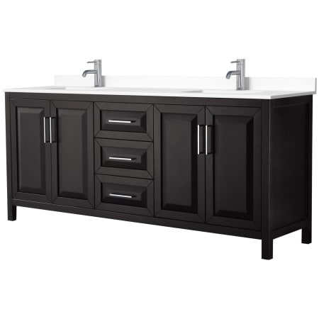 A large image of the Wyndham Collection WCV252580D-VCA-MXX Dark Espresso / White Cultured Marble Top / Polished Chrome Hardware