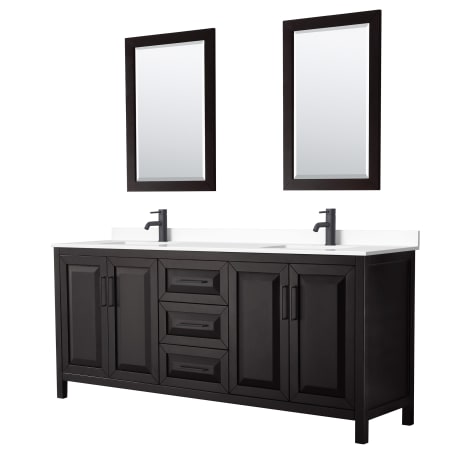 A large image of the Wyndham Collection WCV252580D-VCA-M24 Dark Espresso / White Cultured Marble Top / Matte Black Hardware