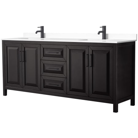 A large image of the Wyndham Collection WCV252580D-VCA-MXX Dark Espresso / White Cultured Marble Top / Matte Black Hardware