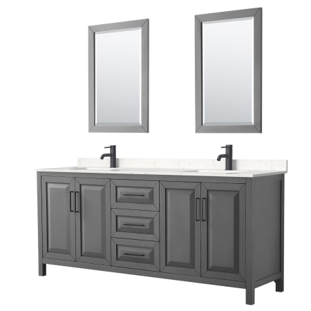 A large image of the Wyndham Collection WCV252580D-VCA-M24 Dark Gray / Carrara Cultured Marble Top / Matte Black Hardware