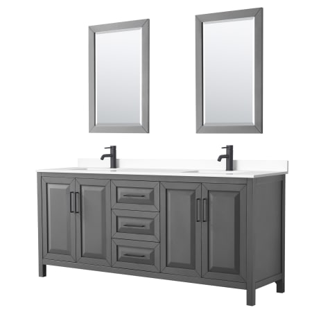 A large image of the Wyndham Collection WCV252580D-VCA-M24 Dark Gray / White Cultured Marble Top / Matte Black Hardware