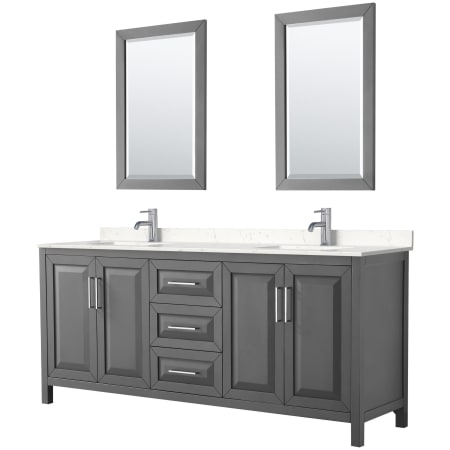 A large image of the Wyndham Collection WCV252580D-VCA-M24 Dark Gray / Carrara Cultured Marble Top / Polished Chrome Hardware