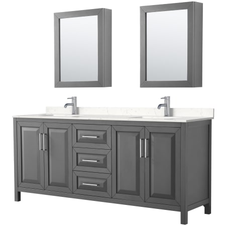 A large image of the Wyndham Collection WCV252580D-VCA-MED Dark Gray / Carrara Cultured Marble Top / Polished Chrome Hardware