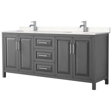 A large image of the Wyndham Collection WCV252580D-VCA-MXX Dark Gray / Carrara Cultured Marble Top / Polished Chrome Hardware