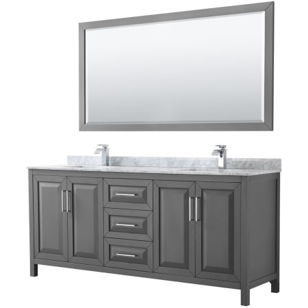 A large image of the Wyndham Collection WCV252580DUNSM70 Dark Gray / White Carrara Marble Top / Polished Chrome Hardware