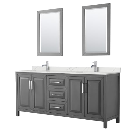 A large image of the Wyndham Collection WCV252580D-QTZ-UNSM24 Dark Gray / Giotto Quartz Top / Polished Chrome Hardware