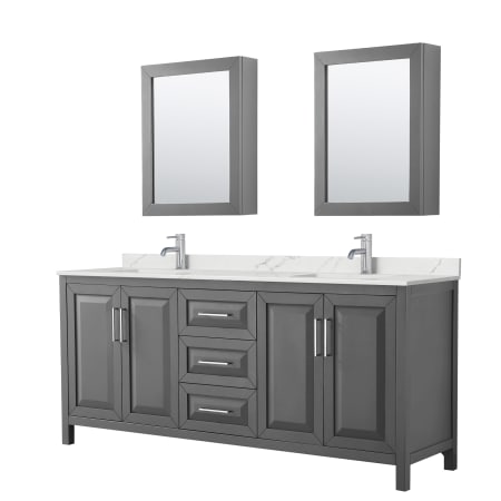 A large image of the Wyndham Collection WCV252580D-QTZ-UNSMED Dark Gray / Giotto Quartz Top / Polished Chrome Hardware