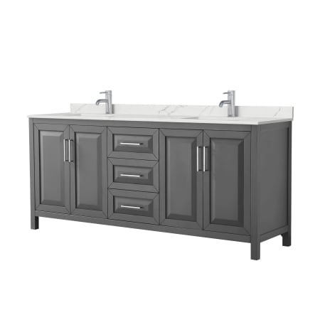 A large image of the Wyndham Collection WCV252580D-QTZ-UNSMXX Dark Gray / Giotto Quartz Top / Polished Chrome Hardware