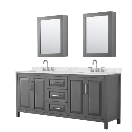 A large image of the Wyndham Collection WCV252580D-QTZ-US3MED Dark Gray / Giotto Quartz Top / Polished Chrome Hardware