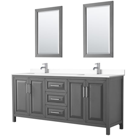 A large image of the Wyndham Collection WCV252580D-VCA-M24 Dark Gray / White Cultured Marble Top / Polished Chrome Hardware