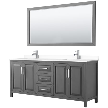 A large image of the Wyndham Collection WCV252580D-VCA-M70 Dark Gray / White Cultured Marble Top / Polished Chrome Hardware