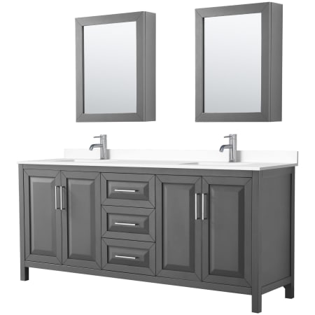 A large image of the Wyndham Collection WCV252580D-VCA-MED Dark Gray / White Cultured Marble Top / Polished Chrome Hardware