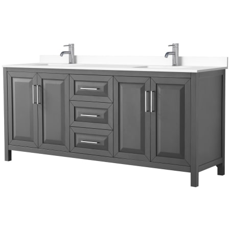A large image of the Wyndham Collection WCV252580D-VCA-MXX Dark Gray / White Cultured Marble Top / Polished Chrome Hardware