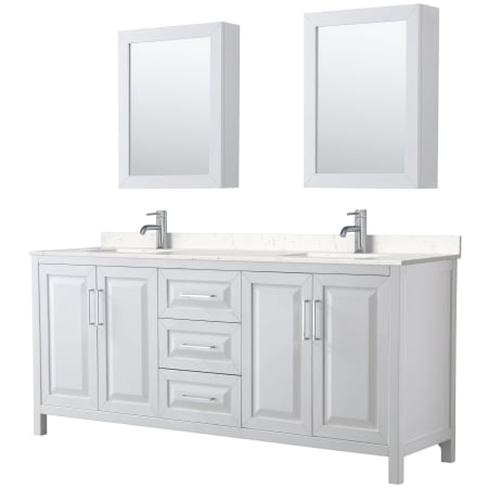 A large image of the Wyndham Collection WCV252580D-VCA-MED White / Carrara Cultured Marble Top / Polished Chrome Hardware