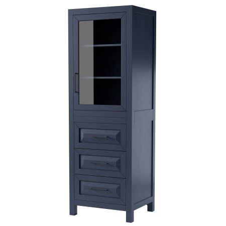 A large image of the Wyndham Collection WCV2525LT Dark Blue / Matte Black Hardware