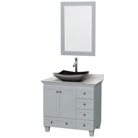 A large image of the Wyndham Collection WCV800036SOYCMM24 Gray/White Carrera Marble/Altair Black Sink