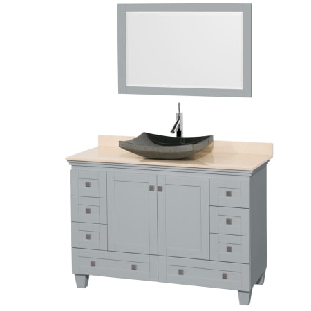 A large image of the Wyndham Collection WCV800048SOYIVM24 Gray/Ivory Marble/Altair Black Granite Sink