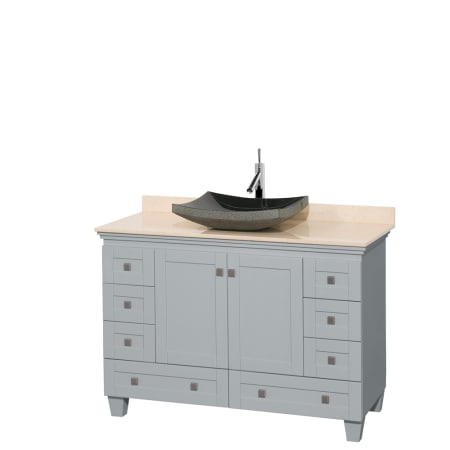 A large image of the Wyndham Collection WCV800048SOYIVMXX Gray/Ivory Marble/Altair Black Granite Sink