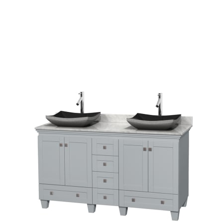 A large image of the Wyndham Collection WCV800060DOYCMMXX Gray/White Carrera Marble Top/Altair Black Sink