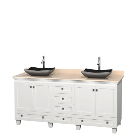 A large image of the Wyndham Collection WCV800072DWHIVOVMXX Altair Black Granite Sink