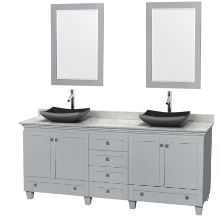 A large image of the Wyndham Collection WCV800080DOYCMM24 Gray/White Carrera Marble/Altair Black Sink