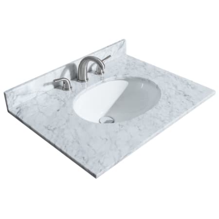 A large image of the Wyndham Collection WCVVCA130STOPUNO White Carrara Marble