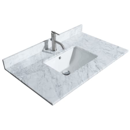 A large image of the Wyndham Collection WCVVCA136STOPUNS White Carrara Marble