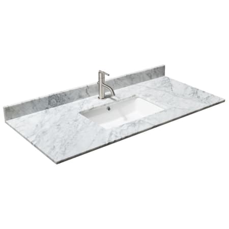 A large image of the Wyndham Collection WCVVCA148STOPUNS White Carrara Marble