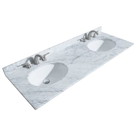 A large image of the Wyndham Collection WCVVCA160DTOPUNO White Carrara Marble