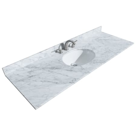 A large image of the Wyndham Collection WCVVCA160STOPUNO White Carrara Marble