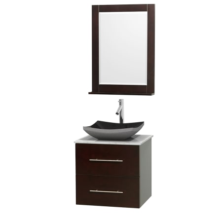 A large image of the Wyndham Collection WCVW00924SESCMOVM24 Altair Black Granite Sink