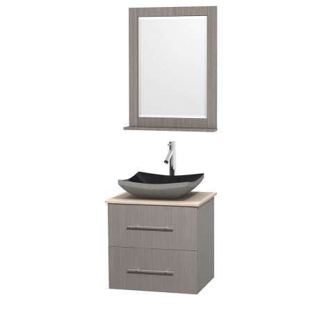 A large image of the Wyndham Collection WCVW00924SGOIVOVM24 Altair Black Granite Sink