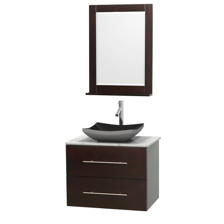 A large image of the Wyndham Collection WCVW00930SESCMOVM24 Altair Black Granite Sink