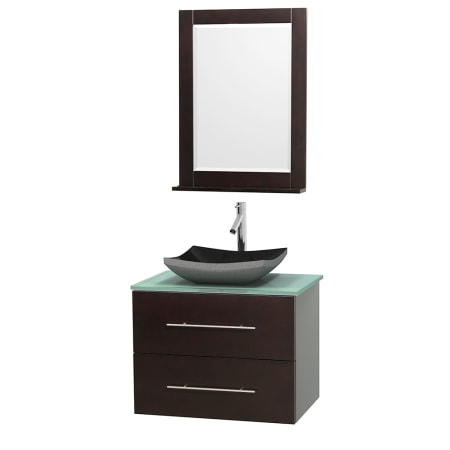 A large image of the Wyndham Collection WCVW00930SESGGOVM24 Altair Black Granite Sink