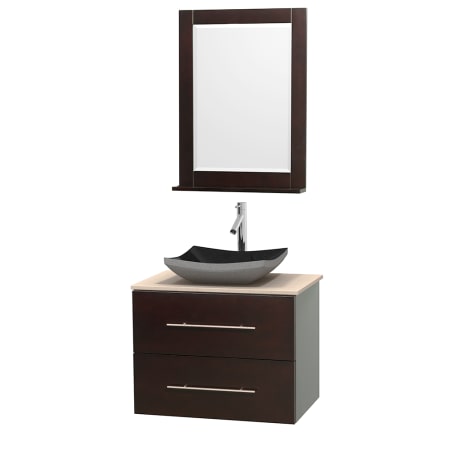 A large image of the Wyndham Collection WCVW00930SESIVOVM24 Altair Black Granite Sink