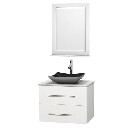 A large image of the Wyndham Collection WCVW00930SWHCMOVM24 Altair Black Granite Sink