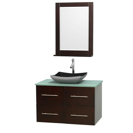 A large image of the Wyndham Collection WCVW00936SESGGOVM24 Altair Black Granite Sink