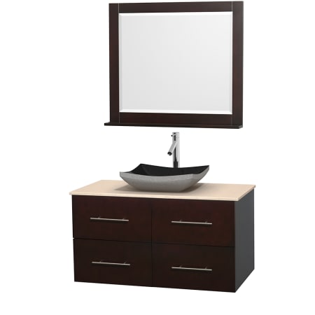 A large image of the Wyndham Collection WCVW00942SESIVOVM36 Altair Black Granite Sink