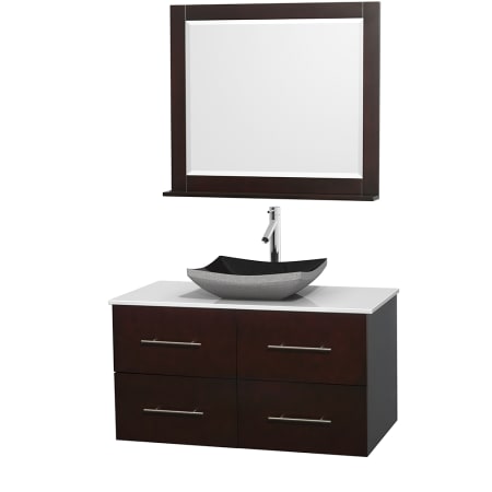 A large image of the Wyndham Collection WCVW00942SESWSOVM36 Altair Black Granite Sink