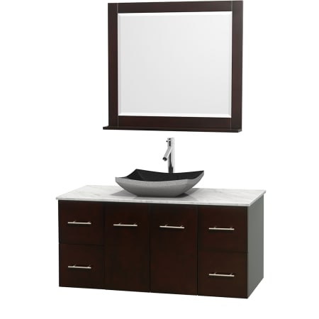 A large image of the Wyndham Collection WCVW00948SESCMOVM36 Altair Black Granite Sink