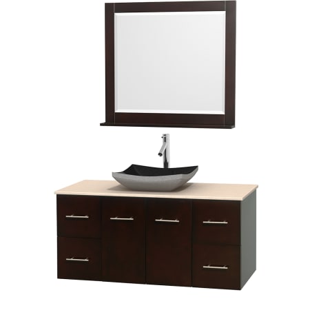 A large image of the Wyndham Collection WCVW00948SESIVOVM36 Altair Black Granite Sink