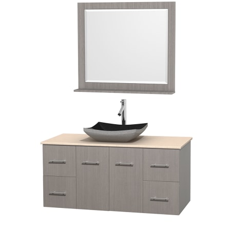 A large image of the Wyndham Collection WCVW00948SGOIVOVM36 Altair Black Granite Sink