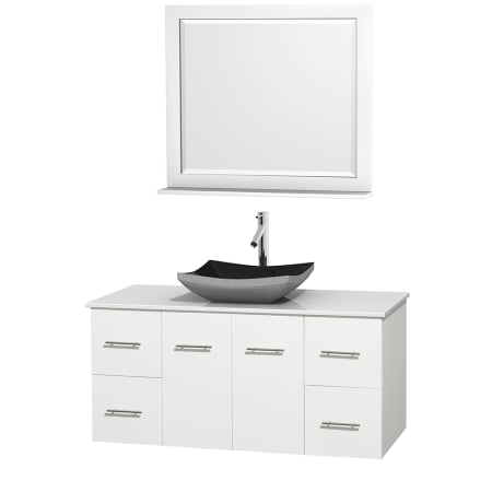A large image of the Wyndham Collection WCVW00948SWHWSOVM36 Altair Black Granite Sink