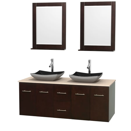 A large image of the Wyndham Collection WCVW00960DESIVOVM24 Altair Black Granite Sink