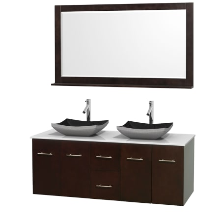 A large image of the Wyndham Collection WCVW00960DESWSOVM58 Altair Black Granite Sink