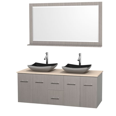 A large image of the Wyndham Collection WCVW00960DGOIVOVM58 Altair Black Granite Sink