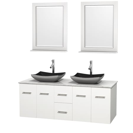 A large image of the Wyndham Collection WCVW00960DWHCMOVM24 Altair Black Granite Sink