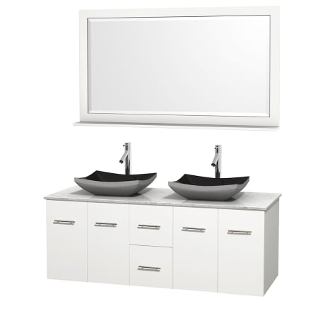 A large image of the Wyndham Collection WCVW00960DWHCMOVM58 Altair Black Granite Sink