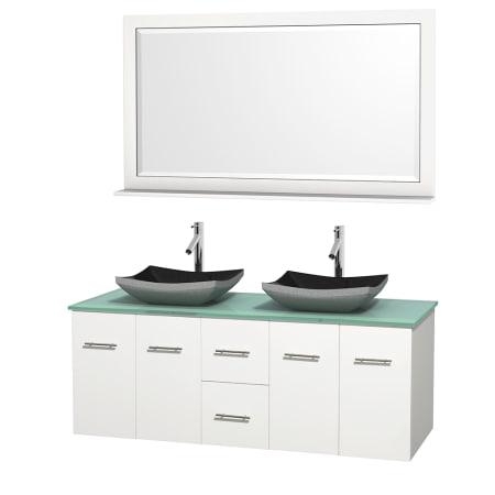 A large image of the Wyndham Collection WCVW00960DWHGGOVM58 Altair Black Granite Sink