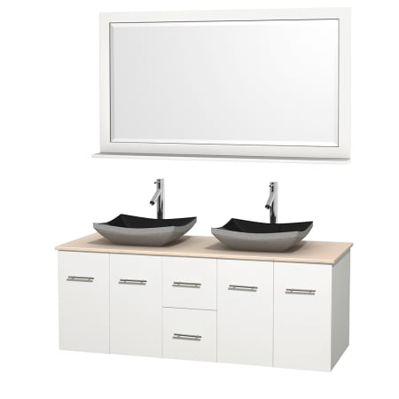 A large image of the Wyndham Collection WCVW00960DWHIVOVM58 Altair Black Granite Sink
